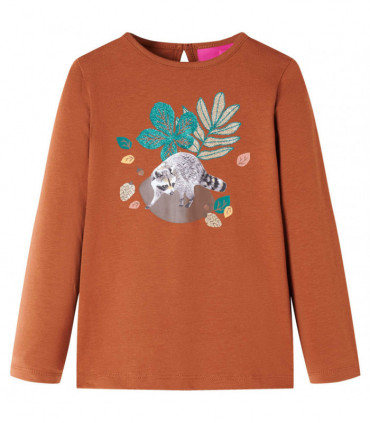 Kids' T-shirt with Long Sleeves Cognac 116