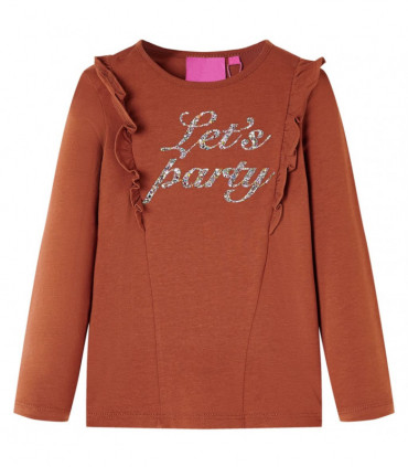 Kids' T-shirt with Long Sleeves Cognac 128