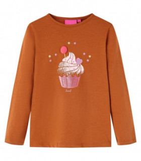 Kids' T-shirt with Long Sleeves Cognac 128