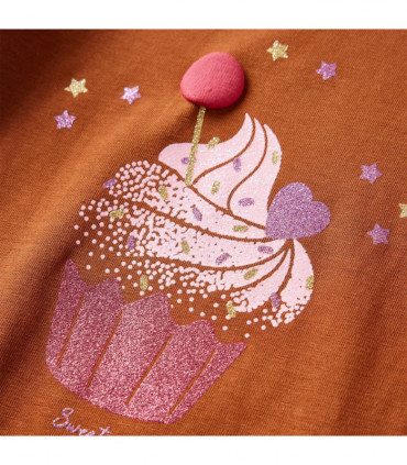Kids' T-shirt with Long Sleeves Cognac 128