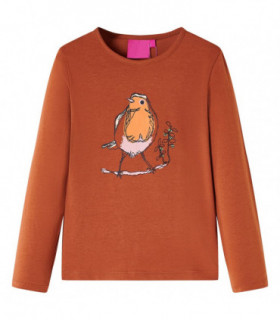 Kids' T-shirt with Long Sleeves Cognac 128