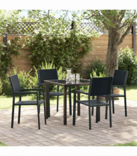 vidaXL Garden Dining Set 5 pcs Black Poly rattan