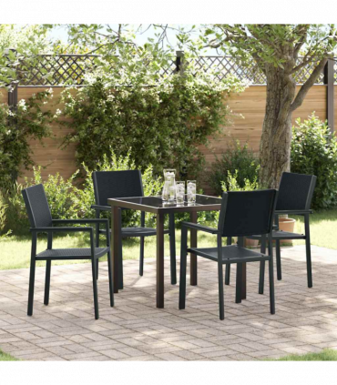 vidaXL Garden Dining Set 5 pcs Black Poly rattan