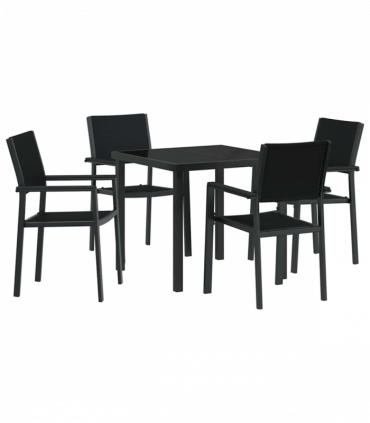 vidaXL Garden Dining Set 5 pcs Black Poly rattan