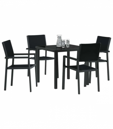 vidaXL Garden Dining Set 5 pcs Black Poly rattan