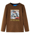 Kids' T-shirt with Long Sleeves Cognac Melange 128