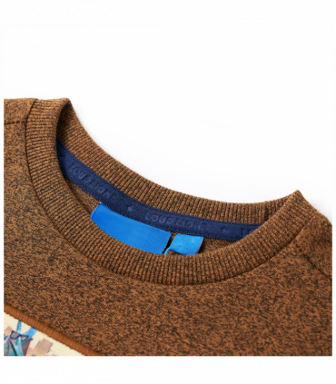 Kids' T-shirt with Long Sleeves Cognac Melange 128