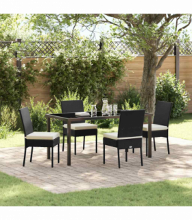 vidaXL Garden Dining Set 5 pcs Black Poly rattan
