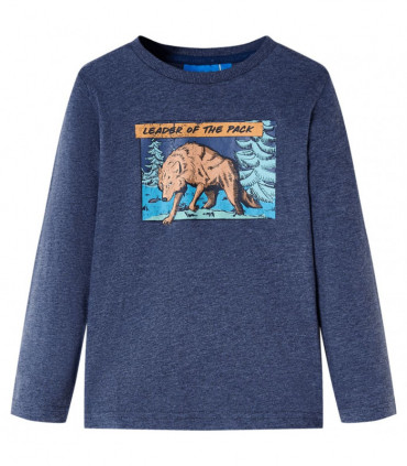 Kids' T-shirt with Long Sleeves Dark Blue Melange 104