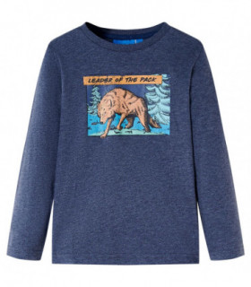 Kids' T-shirt with Long Sleeves Dark Blue Melange 140