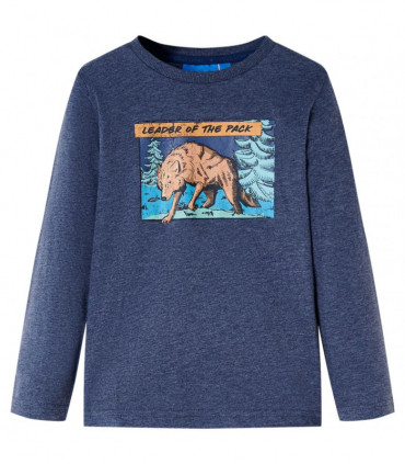 Kids' T-shirt with Long Sleeves Dark Blue Melange 92