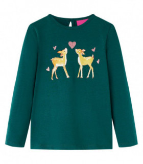 Kids' T-shirt with Long Sleeves Dark Green 116