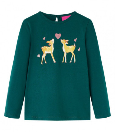 Kids' T-shirt with Long Sleeves Dark Green 92