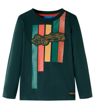 Kids' T-shirt with Long Sleeves Dark Green 92