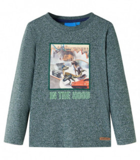 Kids' T-shirt with Long Sleeves Dark Green Melange 92