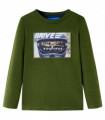 Kids' T-shirt with Long Sleeves Dark Khaki 140