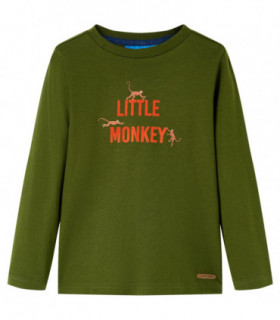 Kids' T-shirt with Long Sleeves Dark Khaki 92