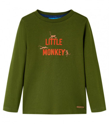 Kids' T-shirt with Long Sleeves Dark Khaki 92