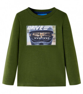 Kids' T-shirt with Long Sleeves Dark Khaki 92