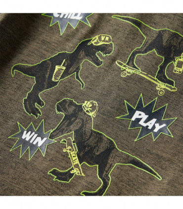 Kids' T-shirt with Long Sleeves Dark Khaki Melange 104