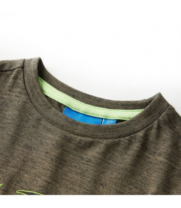 Kids' T-shirt with Long Sleeves Dark Khaki Melange 116