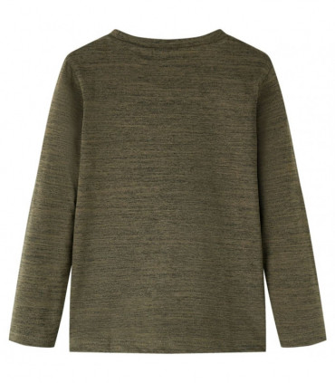Kids' T-shirt with Long Sleeves Dark Khaki Melange 128