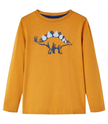 Kids' T-shirt with Long Sleeves Dark Ochre 104