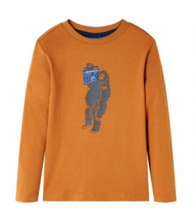 Kids' T-shirt with Long Sleeves Dark Ochre 104