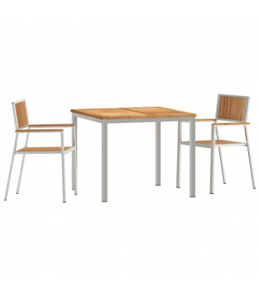 vidaXL Garden Dining Set 3 pcs Brown Solid teak wood