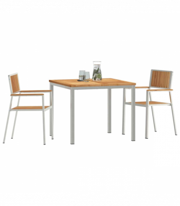 vidaXL Garden Dining Set 3 pcs Brown Solid teak wood