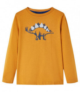 Kids' T-shirt with Long Sleeves Dark Ochre 116