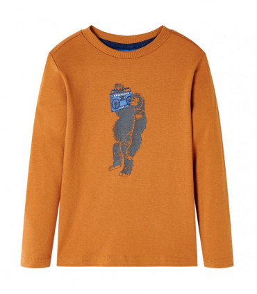Kids' T-shirt with Long Sleeves Dark Ochre 116