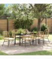 vidaXL Garden Dining Set 7 pcs Brown Poly Rattan
