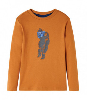 Kids' T-shirt with Long Sleeves Dark Ochre 128