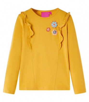Kids' T-shirt with Long Sleeves Dark Ochre 140