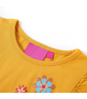 Kids' T-shirt with Long Sleeves Dark Ochre 140
