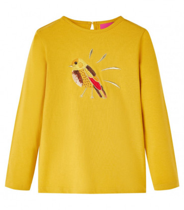 Kids' T-shirt with Long Sleeves Dark Ochre 92