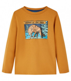 Kids' T-shirt with Long Sleeves Dark Ochre 92
