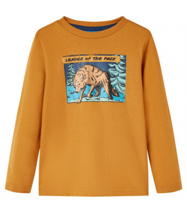 Kids' T-shirt with Long Sleeves Dark Ochre 92