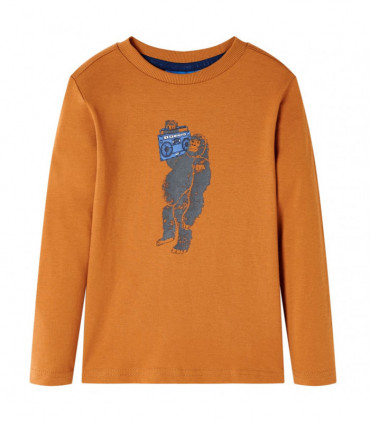 Kids' T-shirt with Long Sleeves Dark Ochre 92