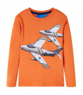 Kids' T-shirt with Long Sleeves Dark Orange 92