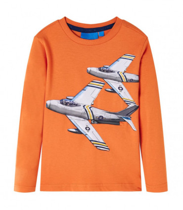 Kids' T-shirt with Long Sleeves Dark Orange 92
