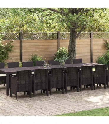 vidaXL Garden Dining Set 15 pcs Brown Polt rattan