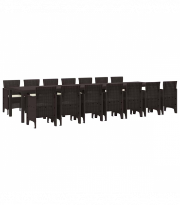 vidaXL Garden Dining Set 15 pcs Brown Polt rattan