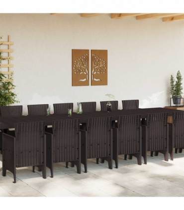 vidaXL Garden Dining Set 15 pcs Brown Polt rattan