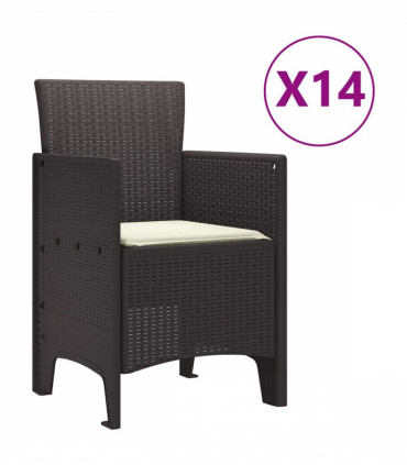 vidaXL Garden Dining Set 15 pcs Brown Polt rattan
