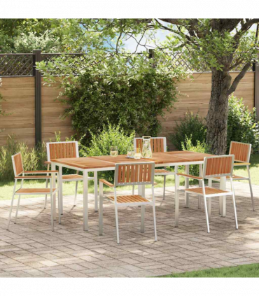 vidaXL Garden Dining Set 7 pcs Brown Solid teak wood