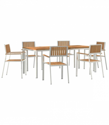 vidaXL Garden Dining Set 7 pcs Brown Solid teak wood