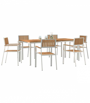 vidaXL Garden Dining Set 7 pcs Brown Solid teak wood