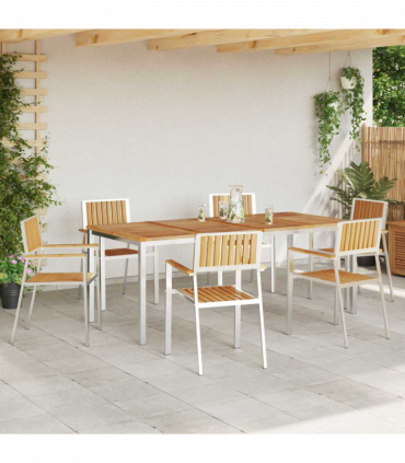 vidaXL Garden Dining Set 7 pcs Brown Solid teak wood